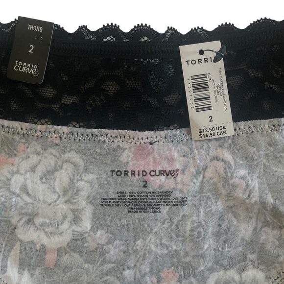 TORRID: NWT Cotton Mid-Rise Thong Lace Trim Panty - Size 2 / 2x - Picture 6 of 7